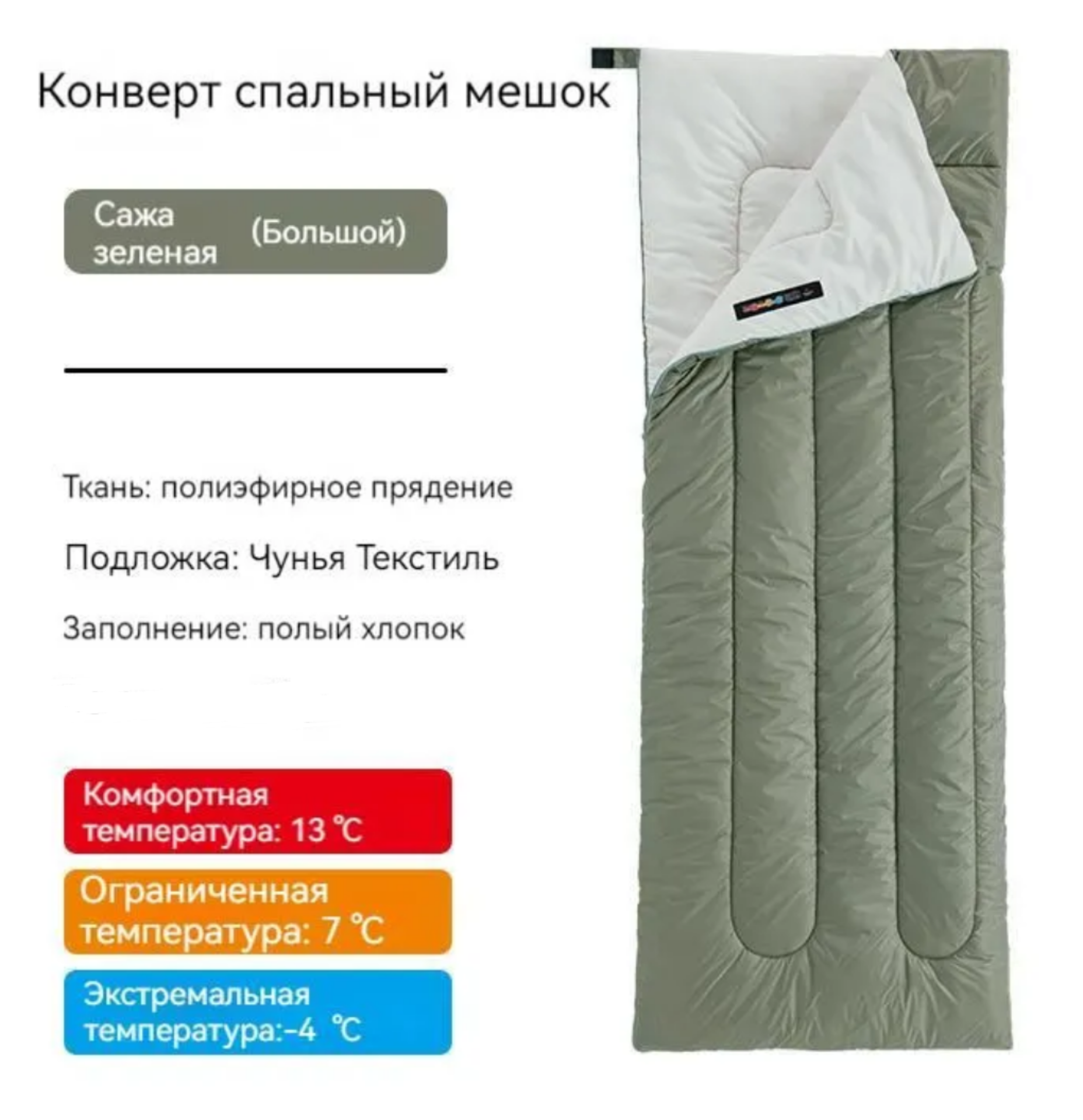 Изображение [+13 +7 °C] Спальный мешок Naturehike H150 190 х 75 см