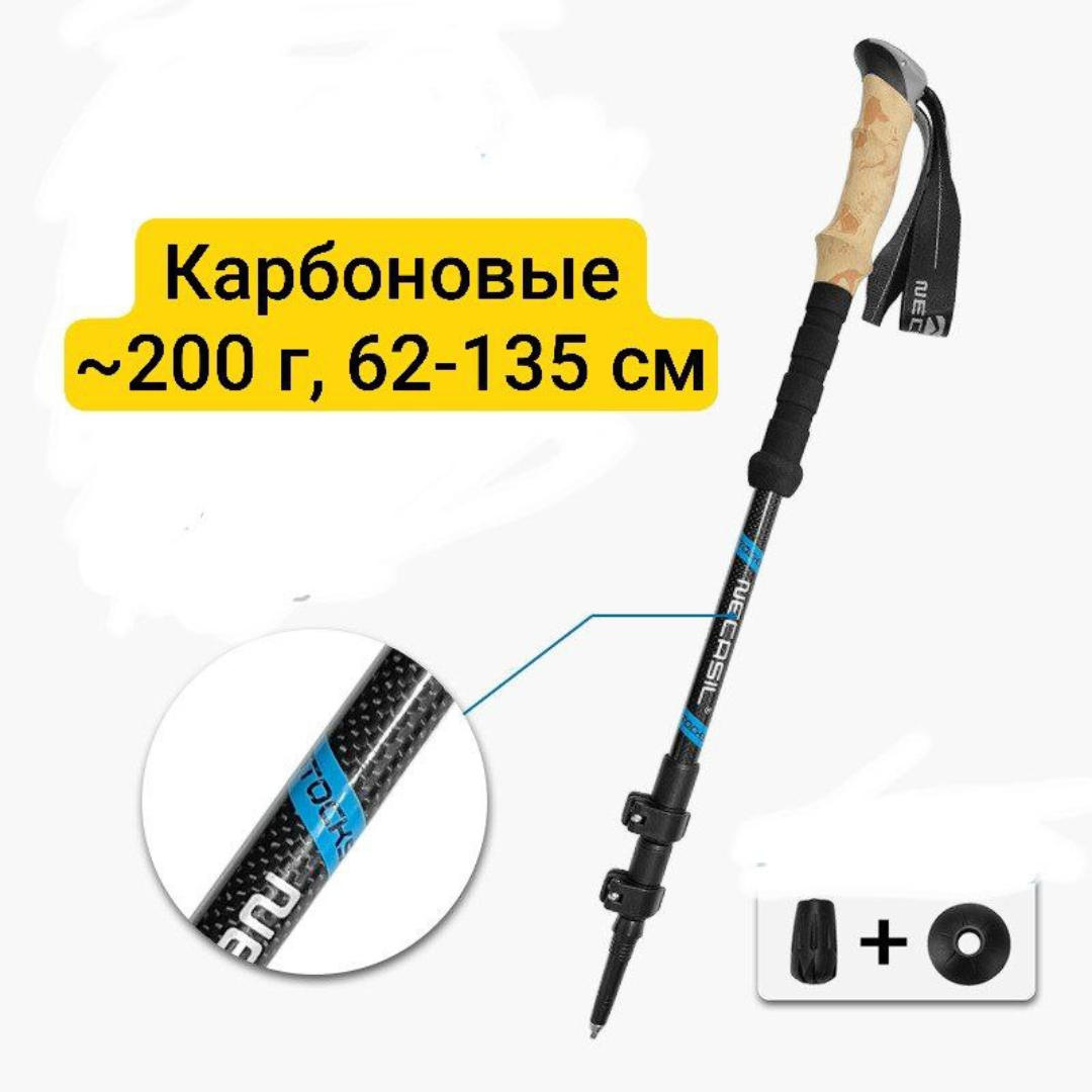 Изображение Палки треккинговые Necasil карбоновые (пара), 3 секции