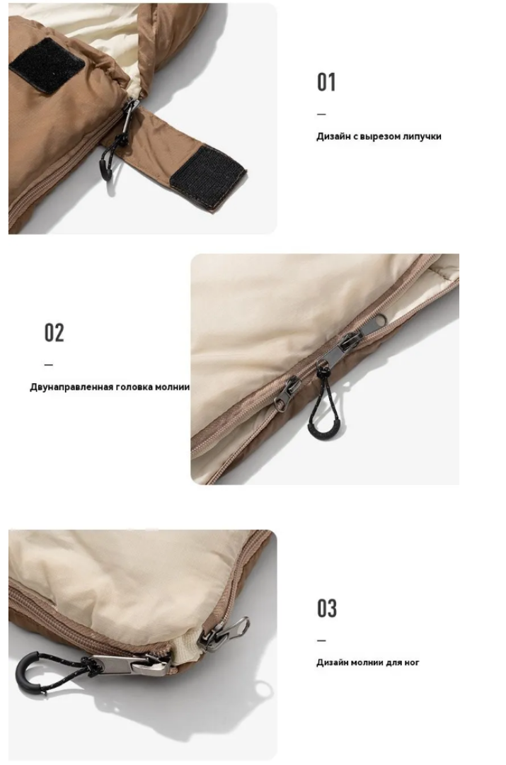Изображение [+15 0 °C] Спальный мешок Mobi Garden (190+30)×72 L темной-зеленый с капюшоном