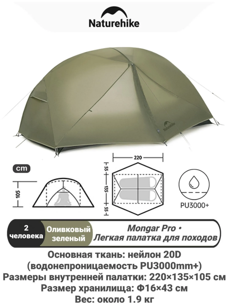 Изображение Naturehike Mongar 2 pro 20D