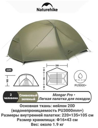 Изображение Naturehike Mongar 2 pro 20D